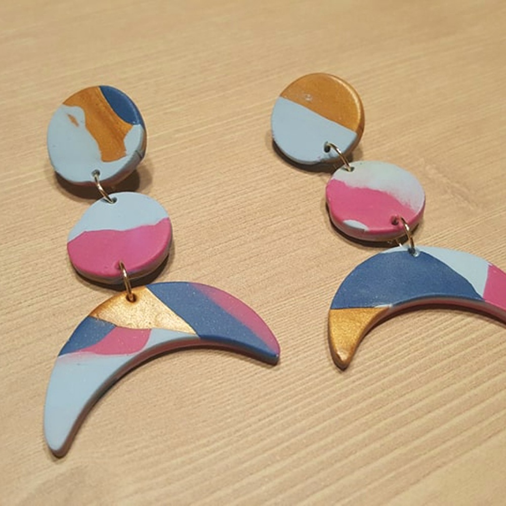 Geometric shapes Polymer clay Dangle Earrings
